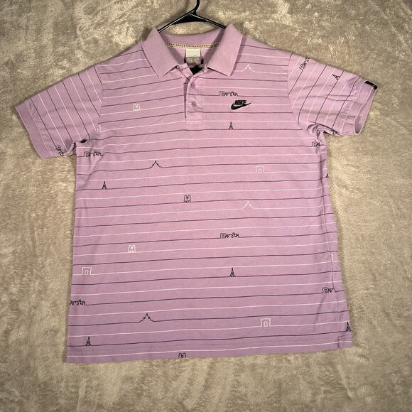 Vintage Nike Polo Shirt Men’s XL Purple Eiffel Tower Paris Y2K Rare Graphic - Picture 1 of 8
